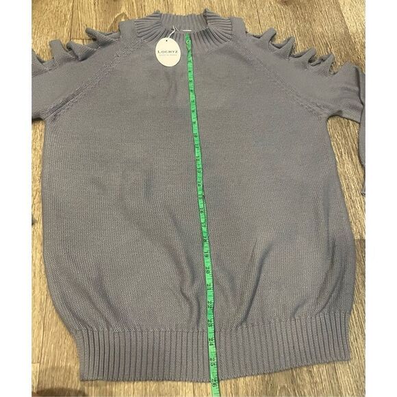 Locryz Large Grey Sweater Cut Out Shoulders New - Picture 6 of 6